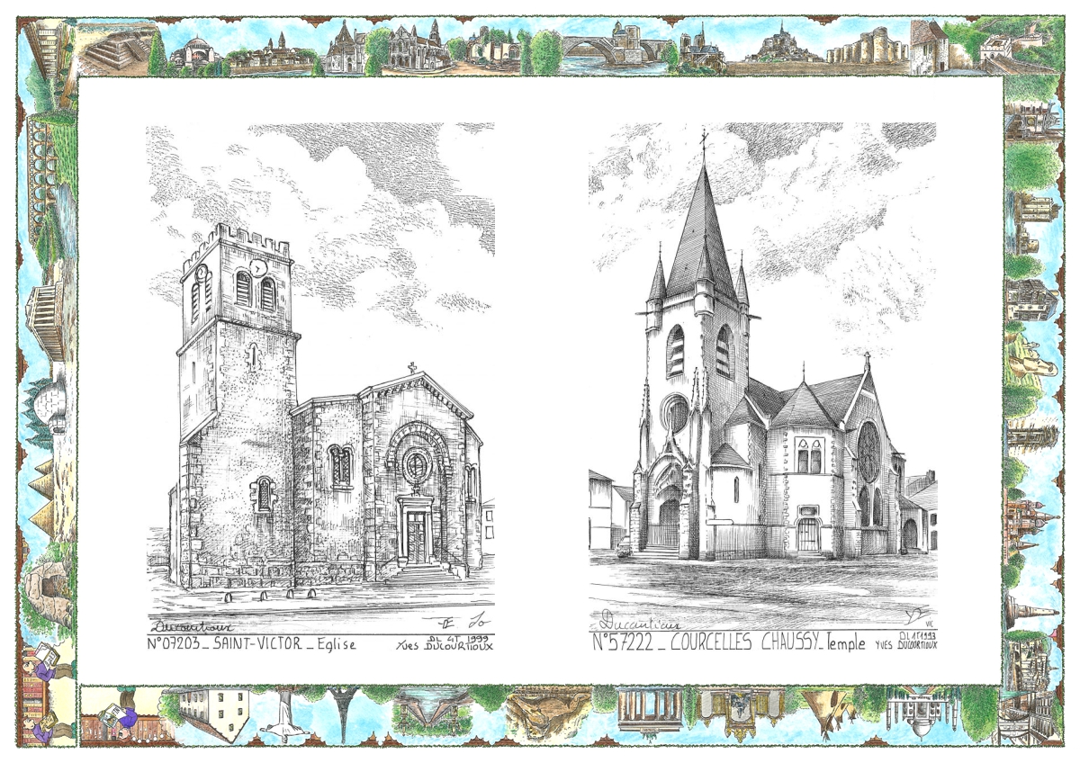MONOCARTE N 07203-57222 - ST VICTOR - �glise / COURCELLES CHAUSSY - temple