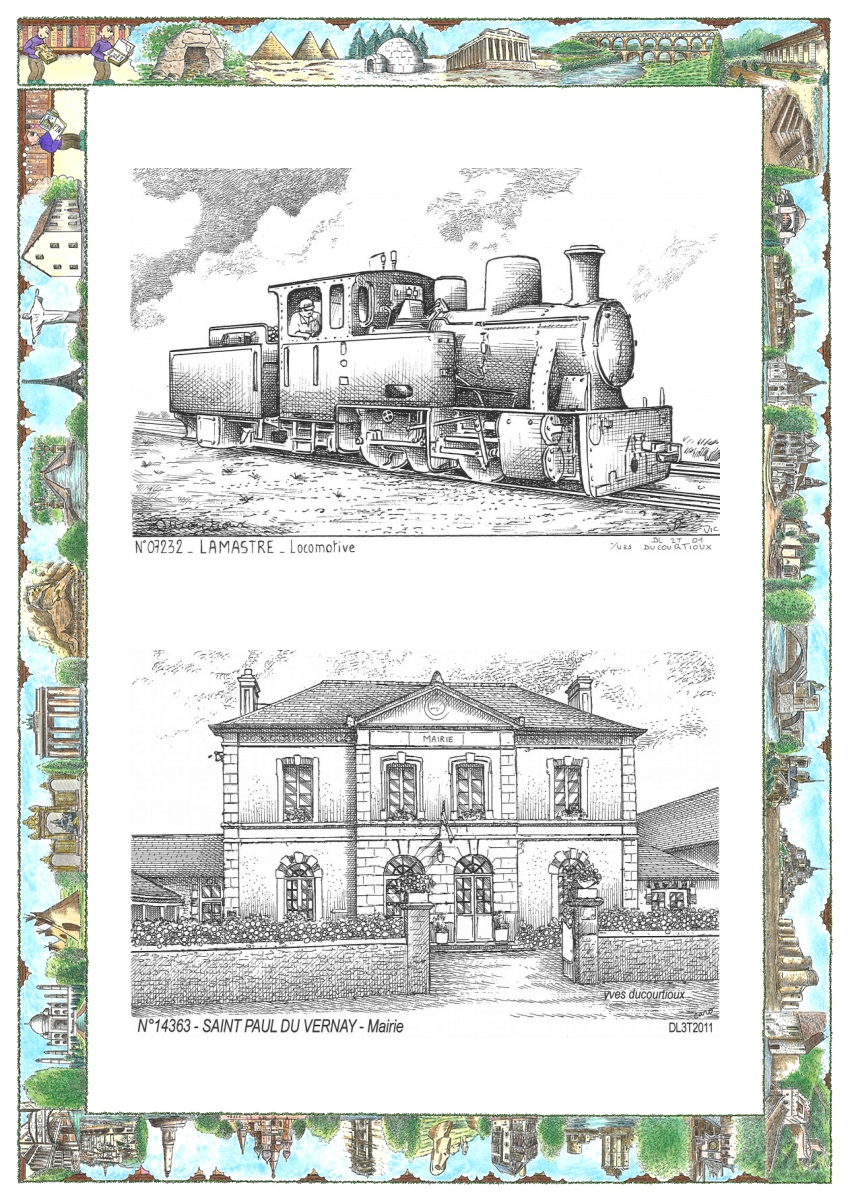 MONOCARTE N 07232-14363 - LAMASTRE - locomotive / ST PAUL DU VERNAY - mairie