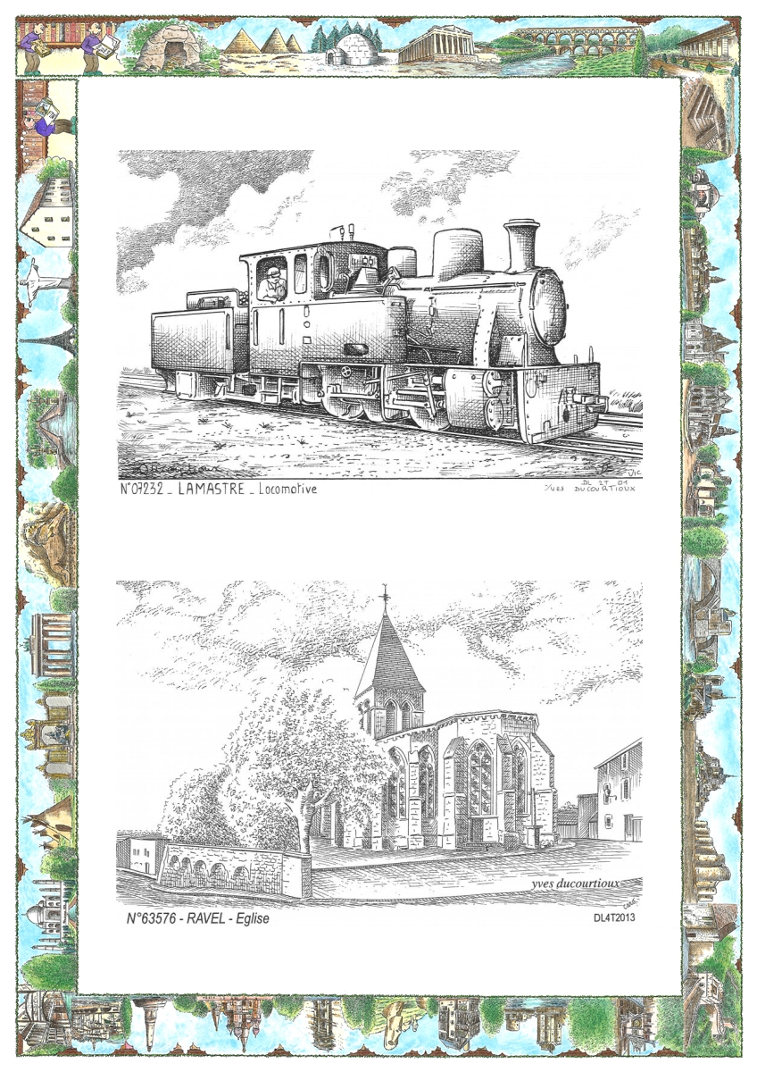 MONOCARTE N 07232-63576 - LAMASTRE - locomotive / RAVEL - �glise