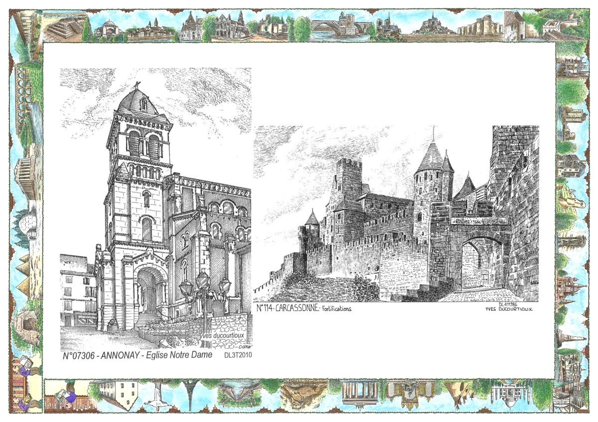 MONOCARTE N 07306-11004 - ANNONAY - �glise notre dame / CARCASSONNE - fortifications