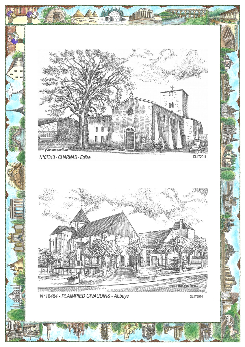 MONOCARTE N 07313-18464 - CHARNAS - �glise / PLAIMPIED GIVAUDINS - abbaye