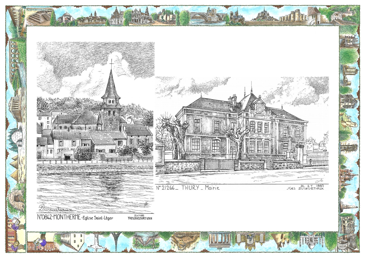 MONOCARTE N 08042-21266 - MONTHERME - �glise st l�ger / THURY - mairie