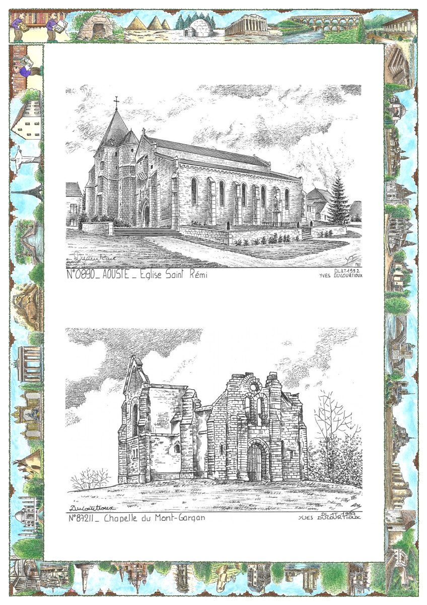MONOCARTE N 08090-87211 - AOUSTE - �glise st r�mi / ST GILLES LES FORETS - chapelle du mont gargan