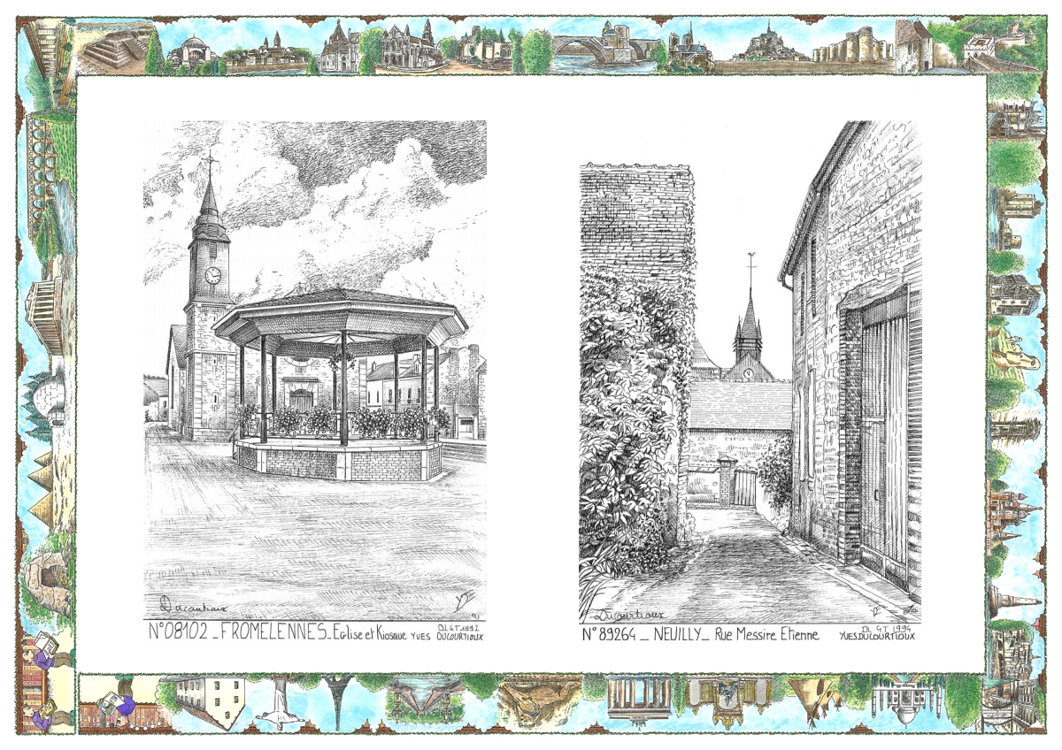 MONOCARTE N 08102-89264 - FROMELENNES - �glise et kiosque / NEUILLY - rue messire �tienne
