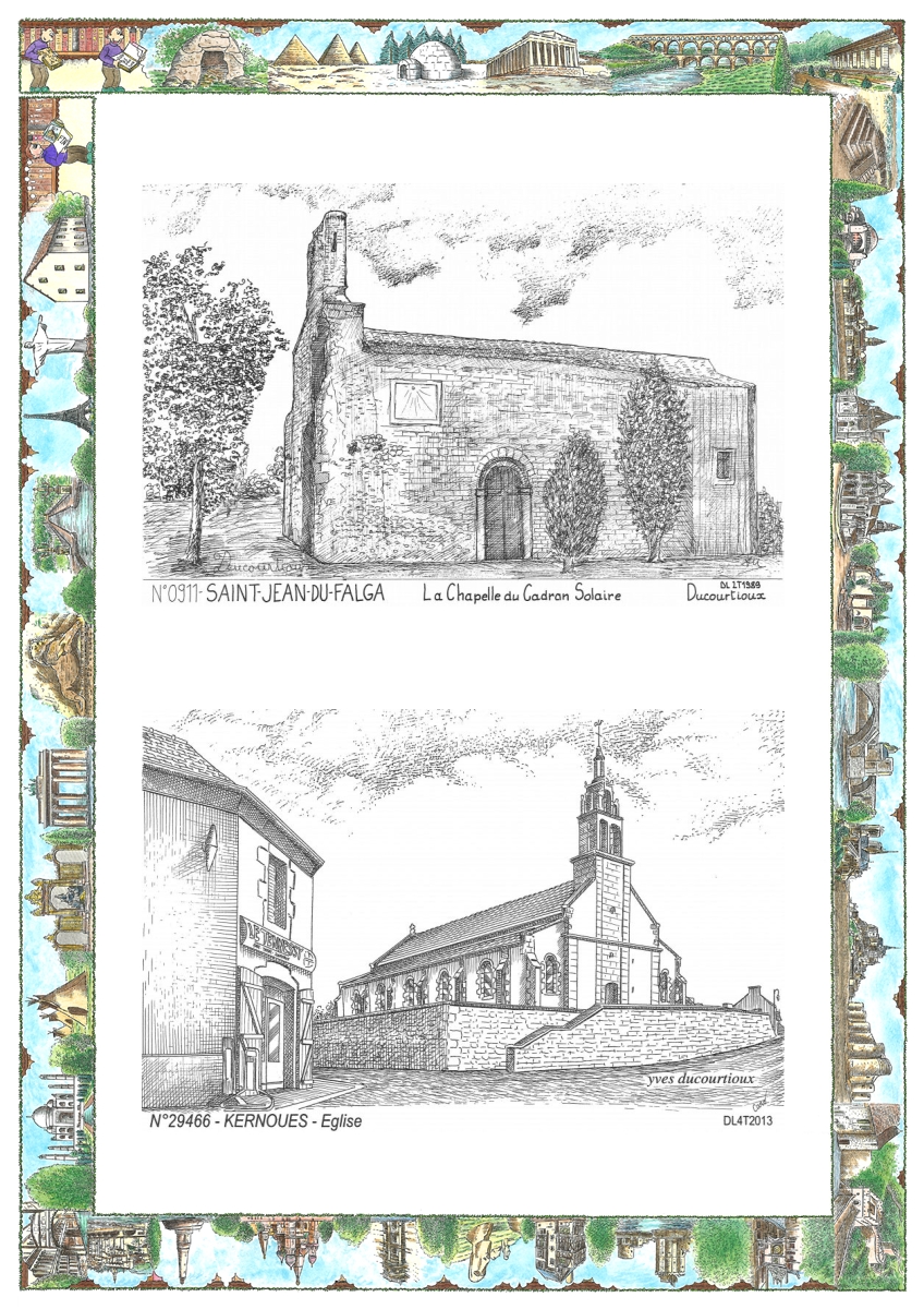 MONOCARTE N 09011-29466 - ST JEAN DU FALGA - la chapelle du cadran solaire / KERNOUES - �glise