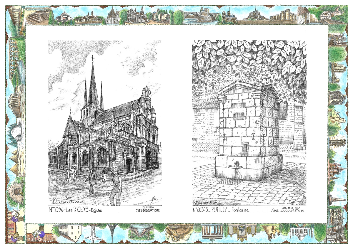MONOCARTE N 10054-60348 - LES RICEYS - �glise / PLAILLY - fontaine