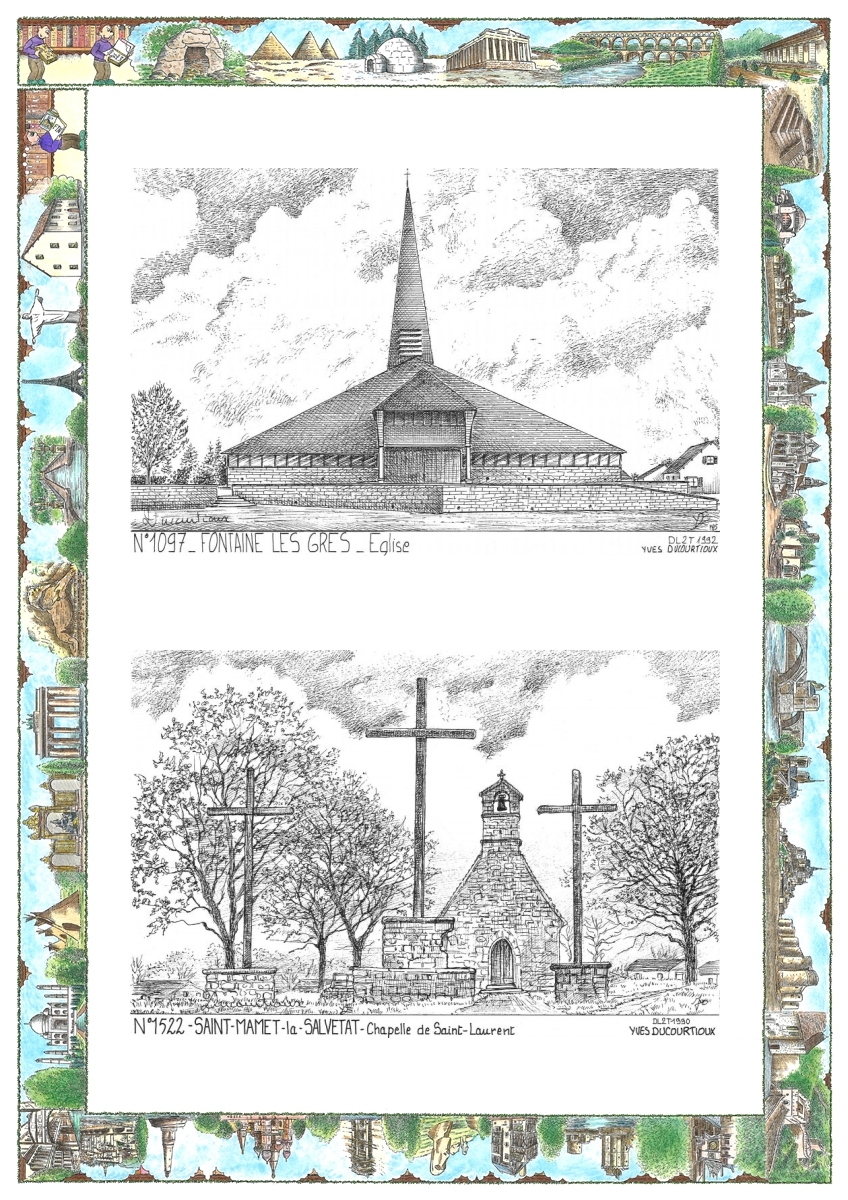 MONOCARTE N 10097-15022 - FONTAINE LES GRES - �glise / ST MAMET LA SALVETAT - chapelle de st laurent
