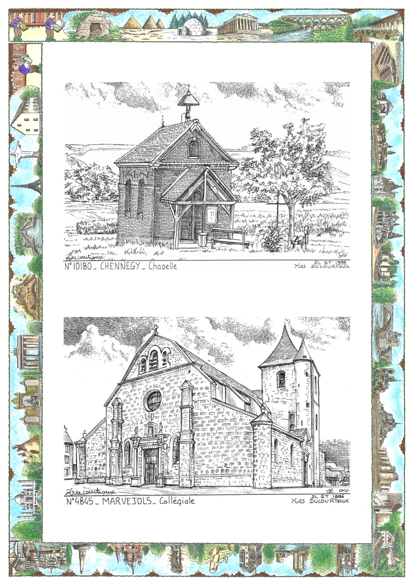 MONOCARTE N 10180-48045 - CHENNEGY - chapelle / MARVEJOLS - coll�giale