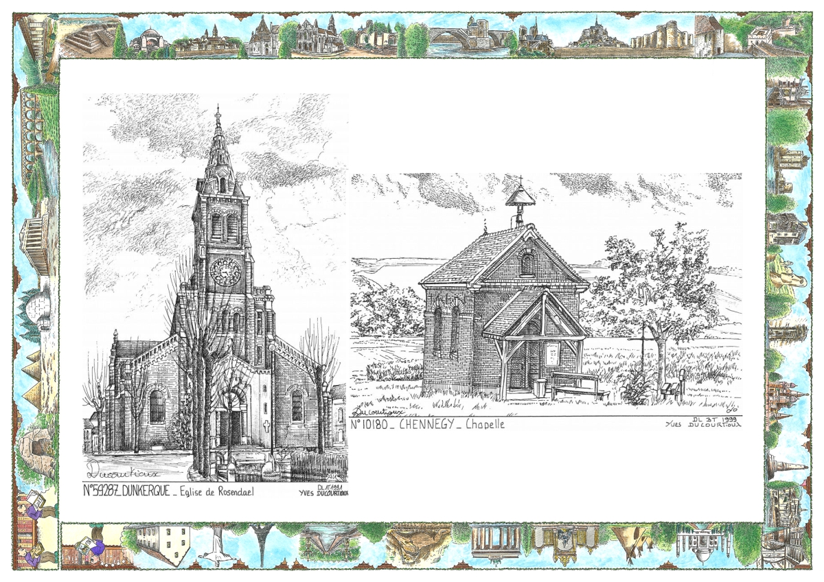 MONOCARTE N 10180-59287 - CHENNEGY - chapelle / DUNKERQUE - �glise de rosenda�l