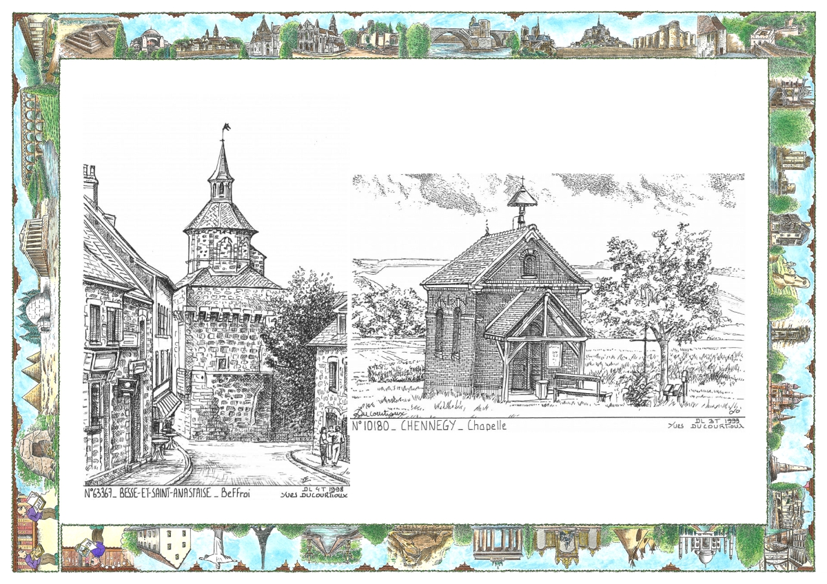 MONOCARTE N 10180-63367 - CHENNEGY - chapelle / BESSE ET ST ANASTAISE - beffroi