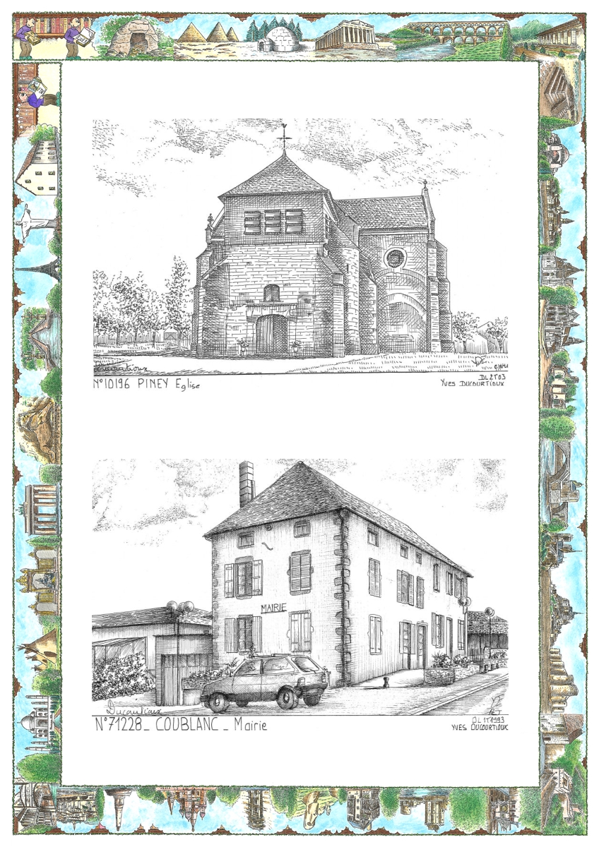MONOCARTE N 10196-71228 - PINEY - �glise / COUBLANC - mairie