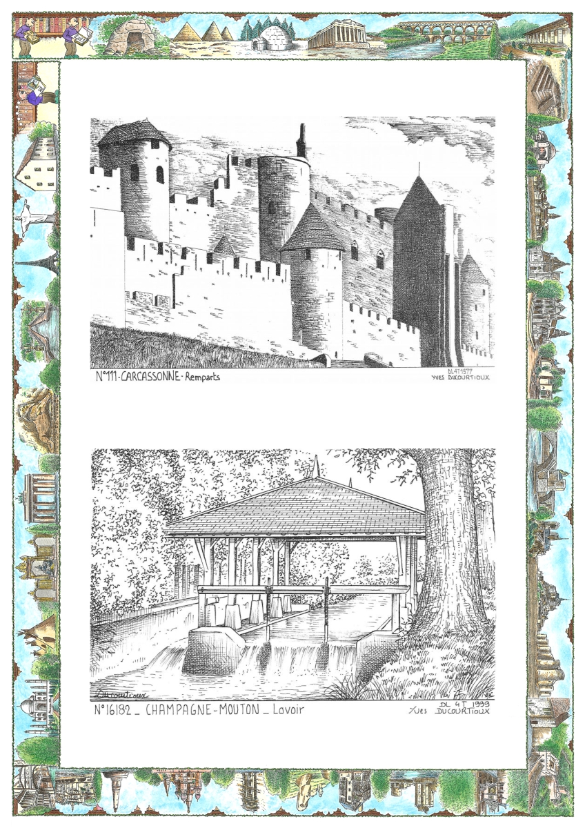 MONOCARTE N 11001-16182 - CARCASSONNE - remparts / CHAMPAGNE MOUTON - lavoir
