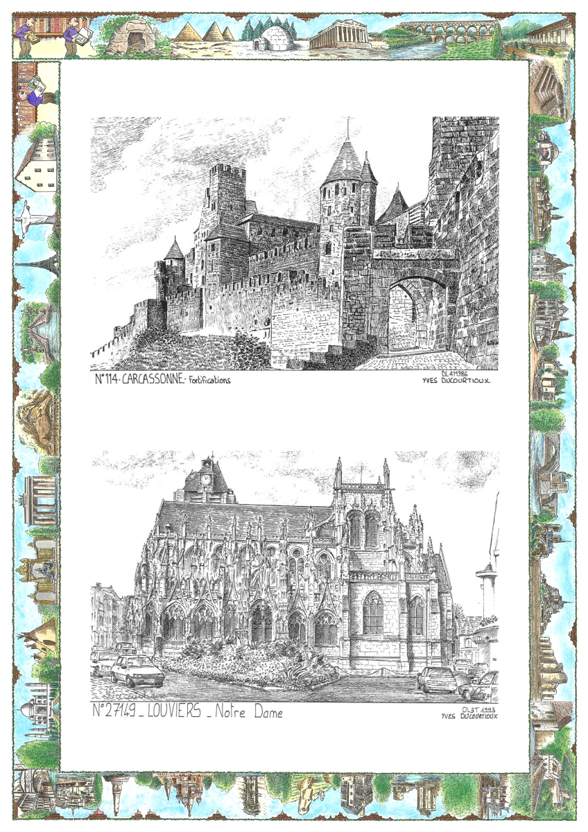 MONOCARTE N 11004-27149 - CARCASSONNE - fortifications / LOUVIERS - notre dame