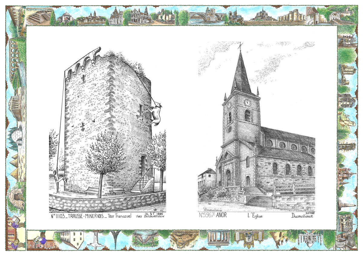 MONOCARTE N 11103-59067 - TRAUSSE - tour trencavel / ANOR - �glise