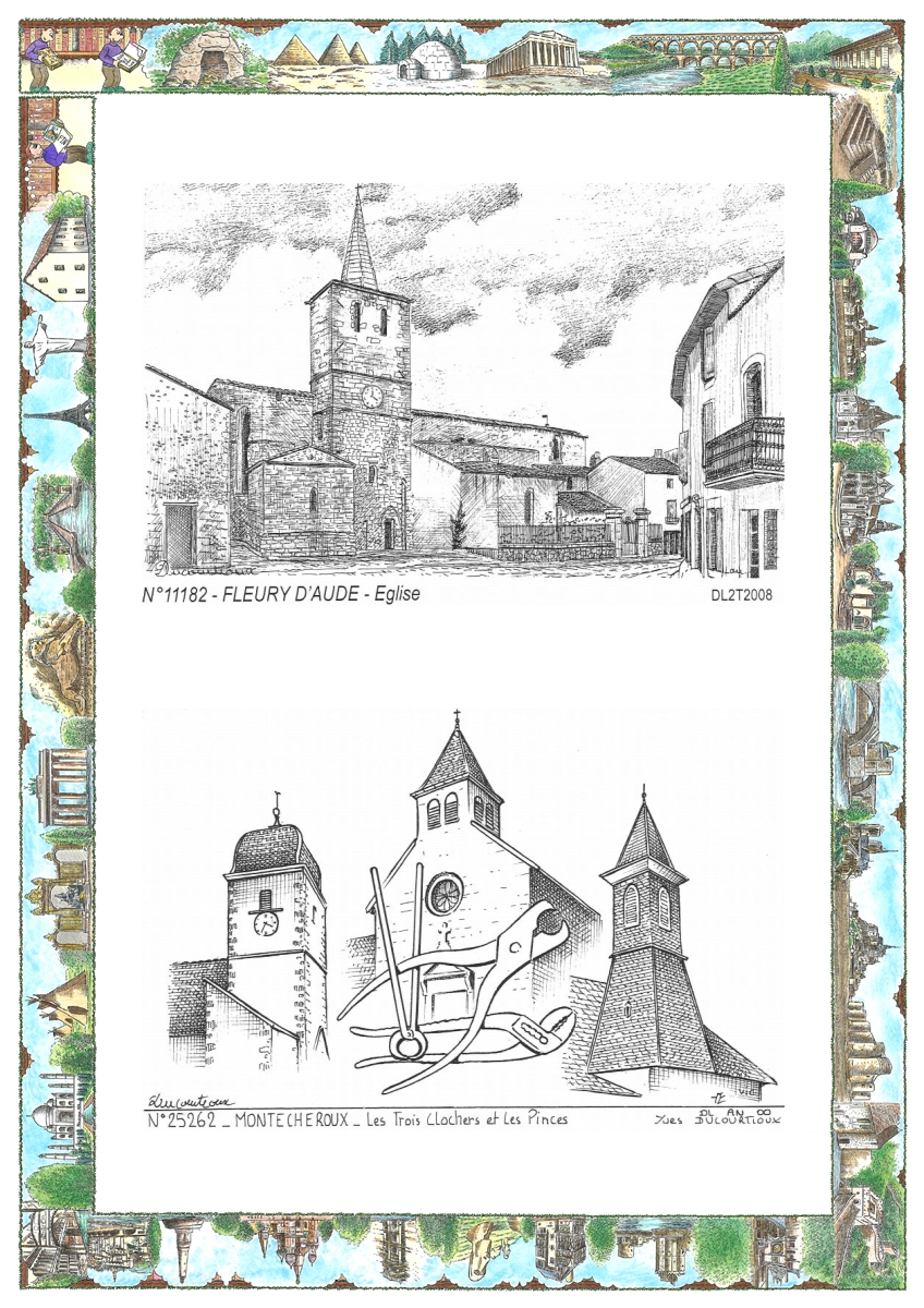 MONOCARTE N 11182-25262 - FLEURY D AUDE - �glise / MONTECHEROUX - les 3 clochers et les pinces
