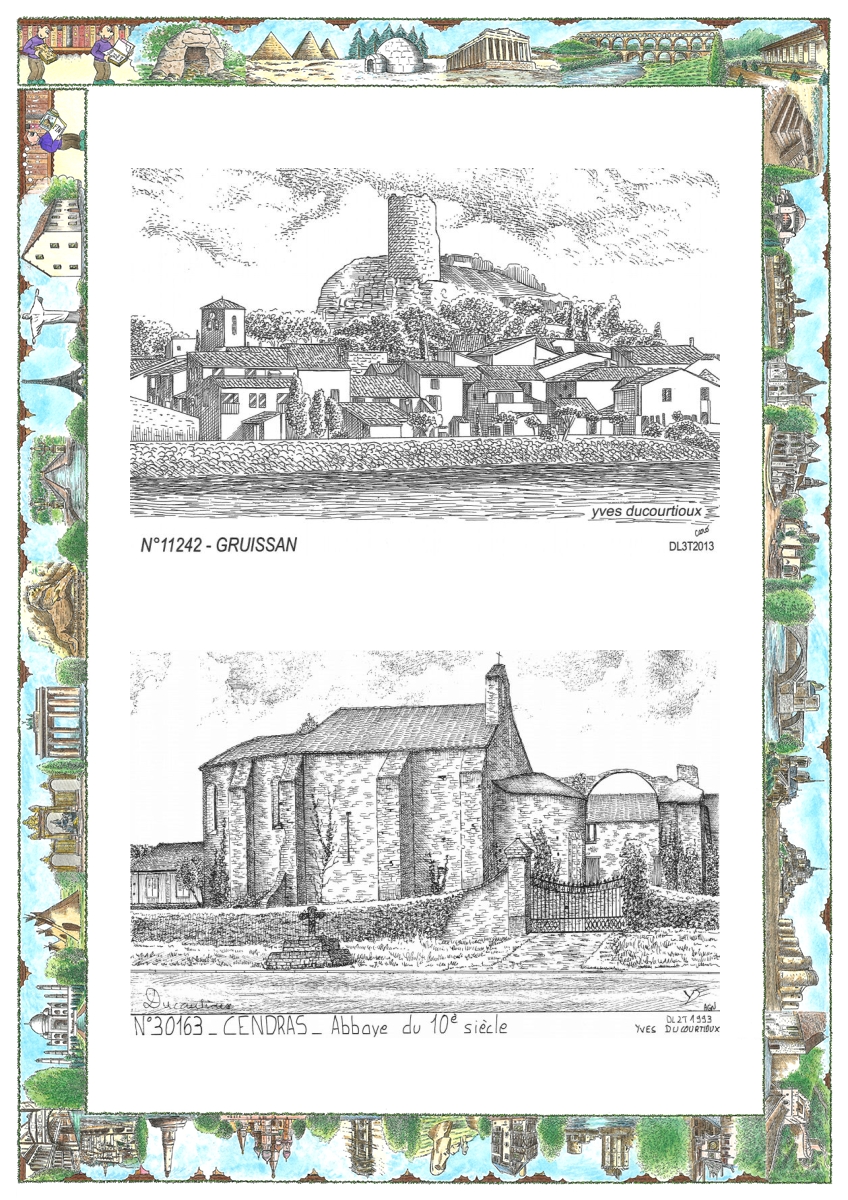 MONOCARTE N 11242-30163 - GRUISSAN - vue / CENDRAS - abbaye du 10� si�cle