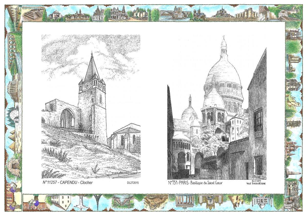 MONOCARTE N 11257-75001 - CAPENDU - clocher / PARIS - basilique du sacr� coeur