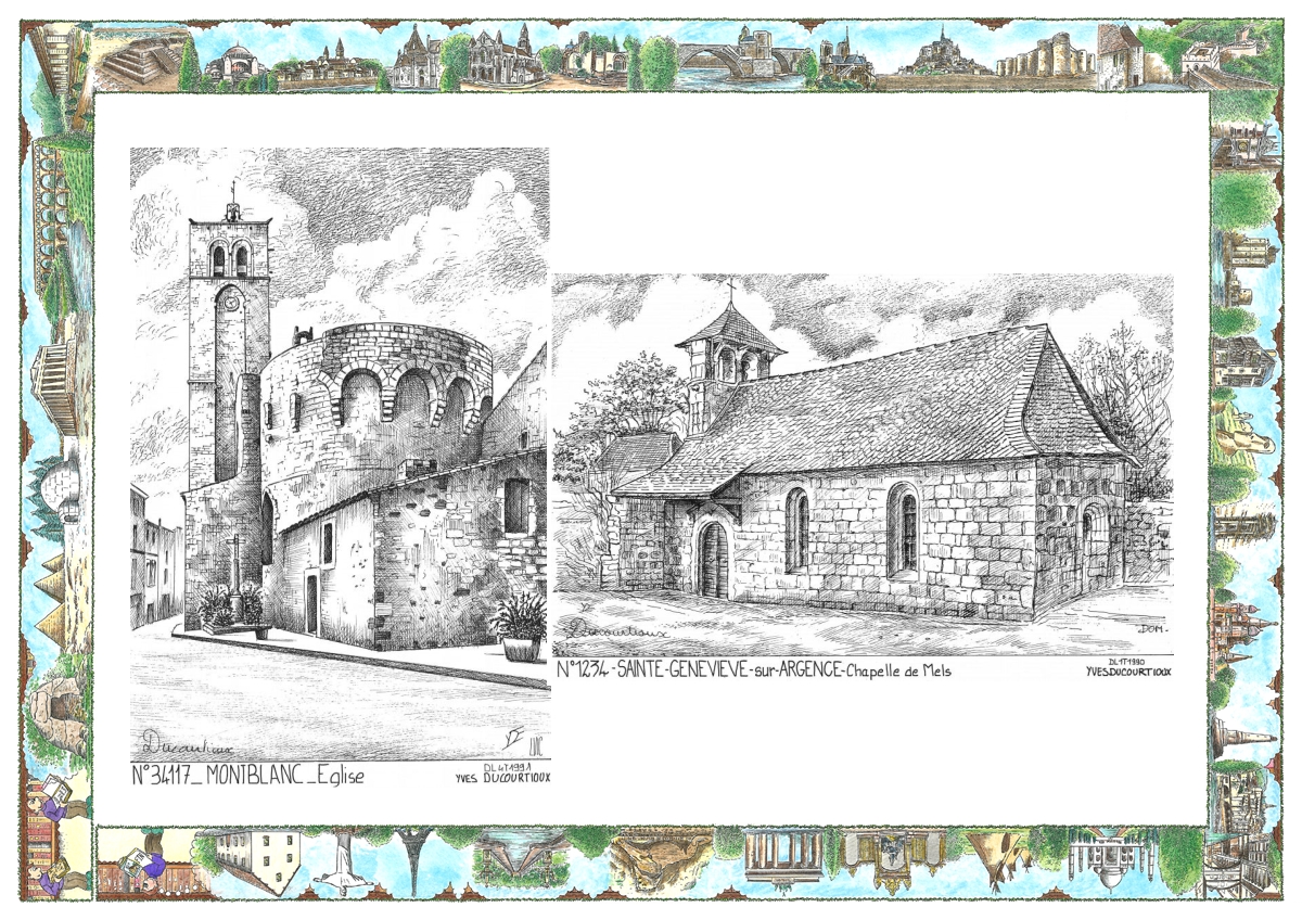 MONOCARTE N 12034-34117 - STE GENEVIEVE SUR ARGENCE - chapelle de mels / MONTBLANC - �glise