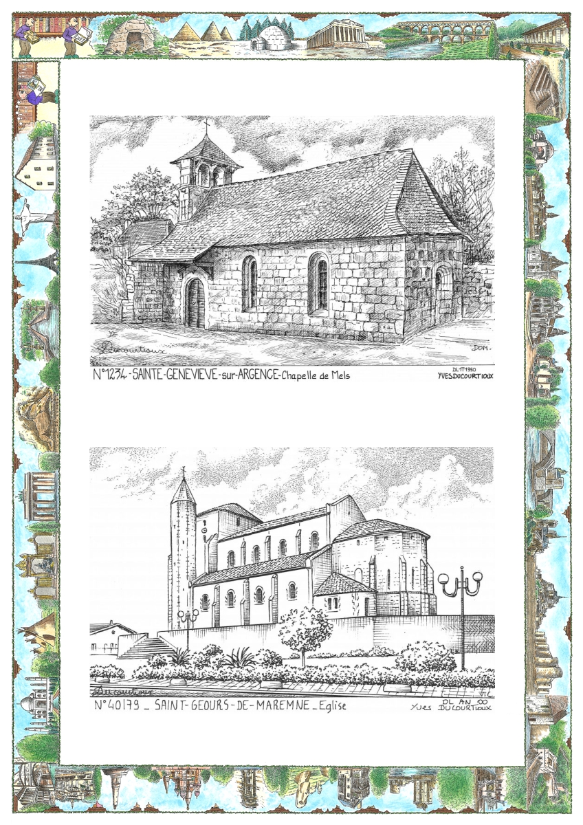 MONOCARTE N 12034-40179 - STE GENEVIEVE SUR ARGENCE - chapelle de mels / ST GEOURS DE MAREMNE - �glise