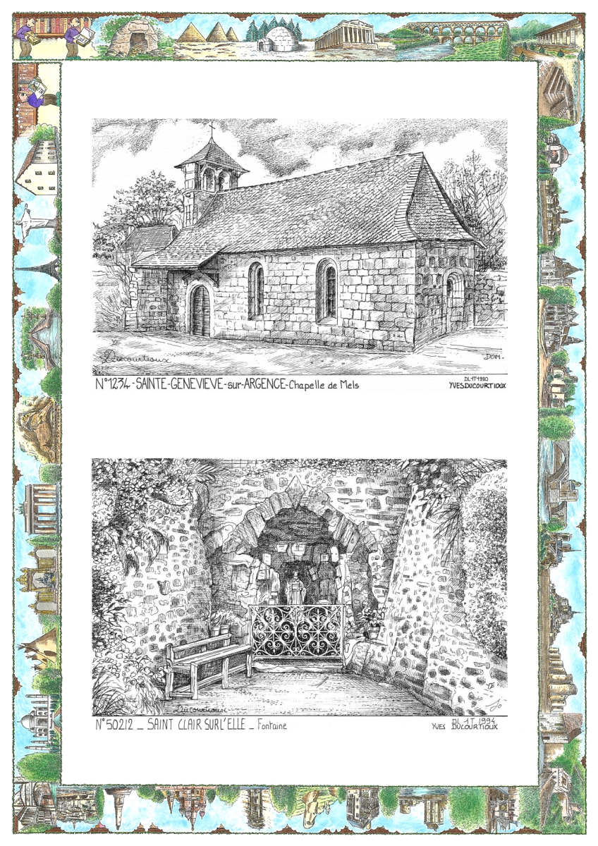 MONOCARTE N 12034-50212 - STE GENEVIEVE SUR ARGENCE - chapelle de mels / ST CLAIR SUR L ELLE - fontaine