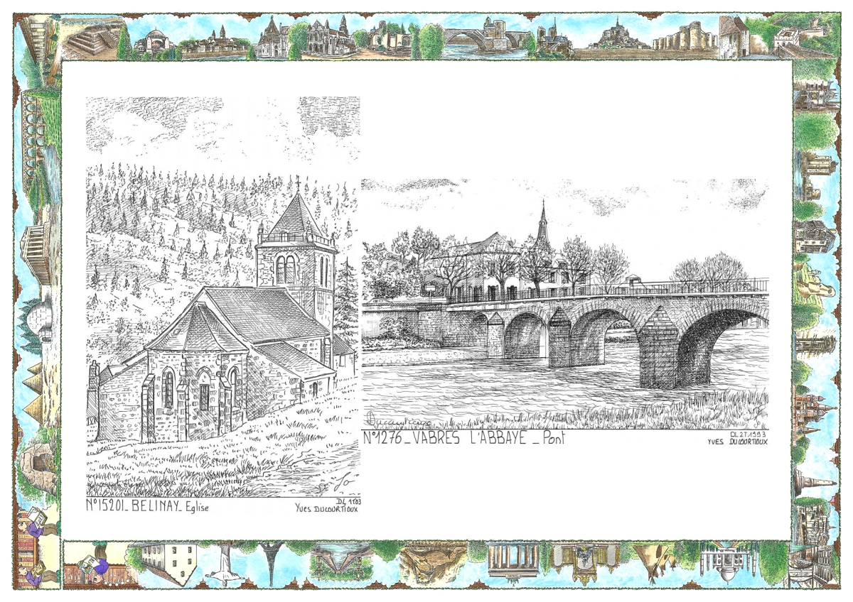 MONOCARTE N 12076-15201 - VABRES L ABBAYE - pont / PAULHAC - �glise de b�linay