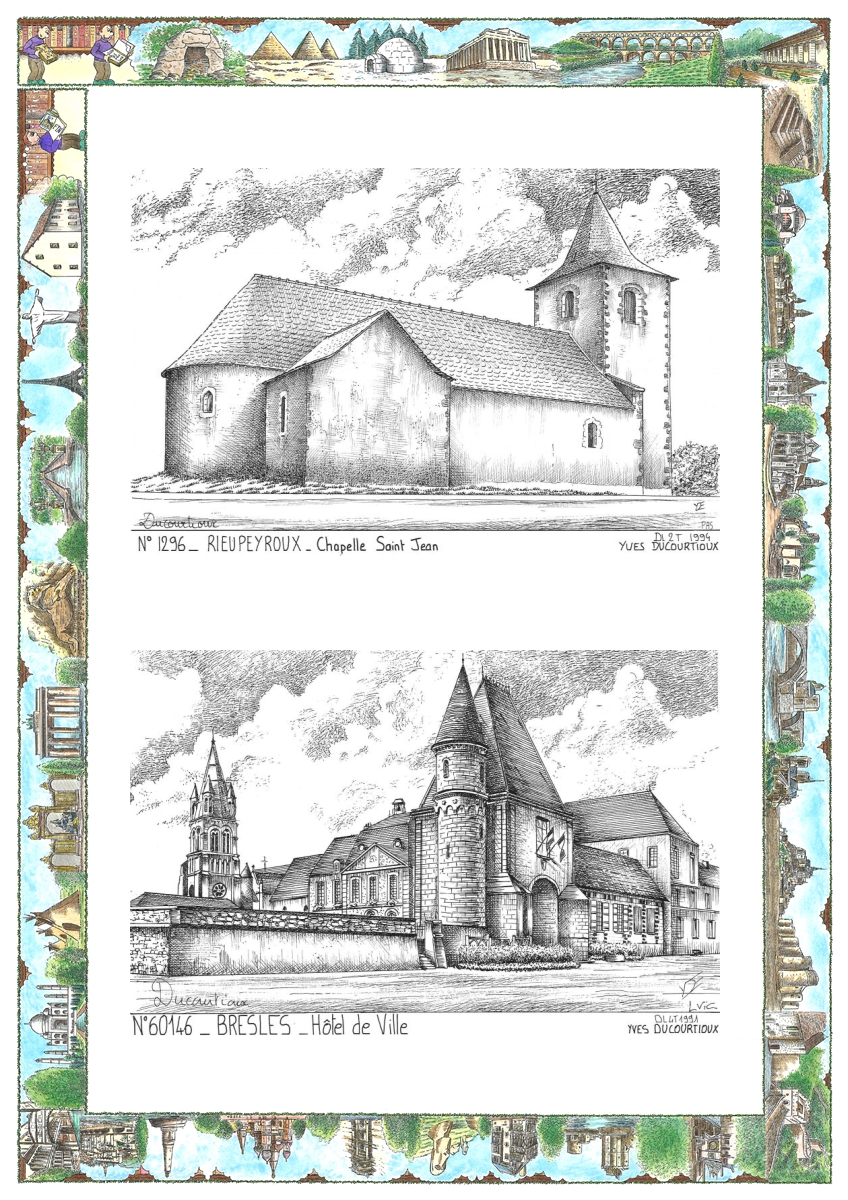 MONOCARTE N 12096-60146 - RIEUPEYROUX - chapelle st jean / BRESLES - h�tel de ville