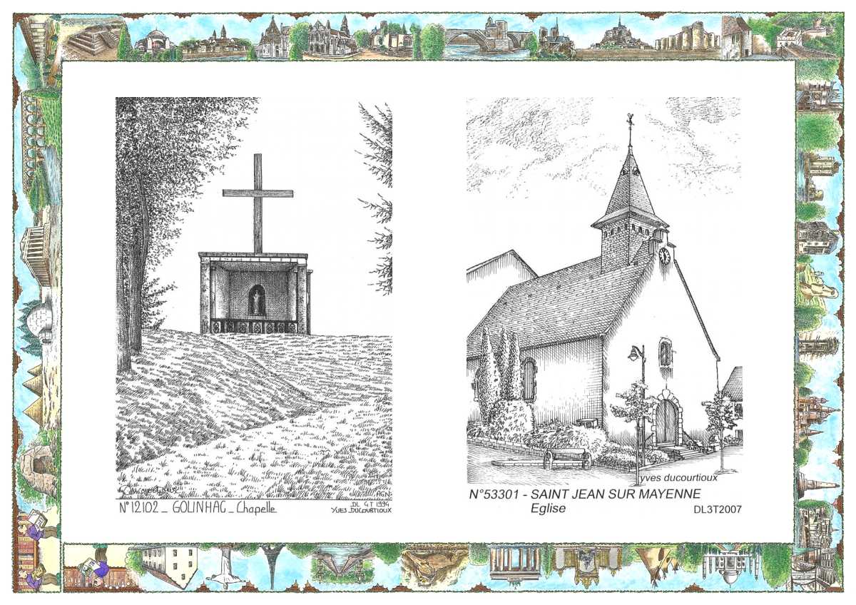 MONOCARTE N 12102-53301 - GOLINHAC - chapelle / ST JEAN SUR MAYENNE - �glise