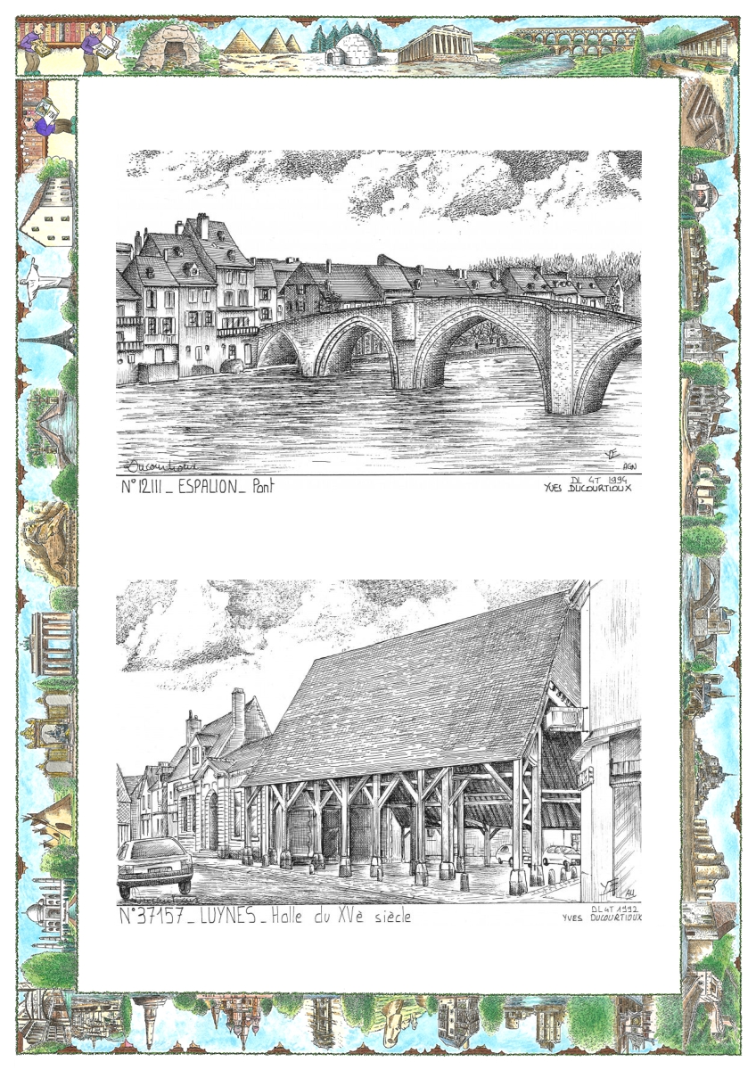 MONOCARTE N 12111-37157 - ESPALION - pont / LUYNES - halle du XV� si�cle