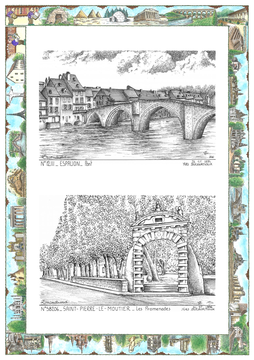 MONOCARTE N 12111-58206 - ESPALION - pont / ST PIERRE LE MOUTIER - les promenades