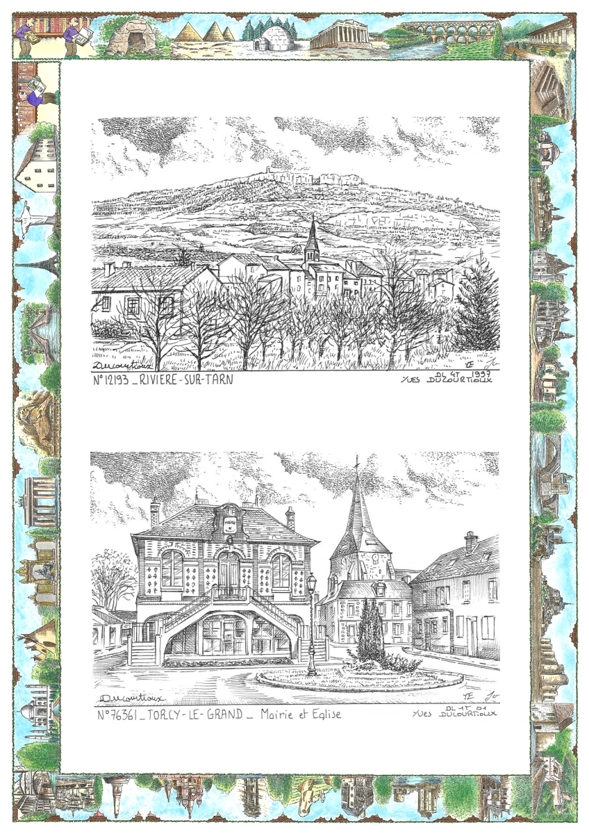 MONOCARTE N 12193-76361 - RIVIERE SUR TARN - vue / TORCY LE GRAND - mairie et �glise