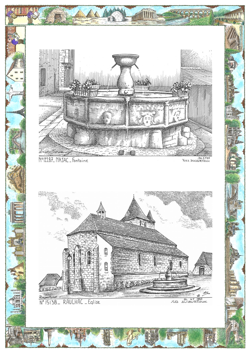 MONOCARTE N 12287-15138 - NAJAC - fontaine / RAULHAC - �glise