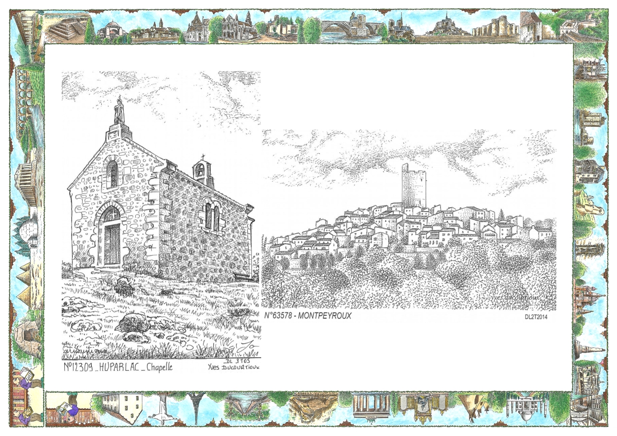 MONOCARTE N 12309-63578 - HUPARLAC - chapelle / MONTPEYROUX - vue