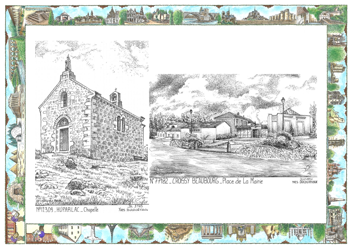 MONOCARTE N 12309-77182 - HUPARLAC - chapelle / CROISSY BEAUBOURG - place de la mairie