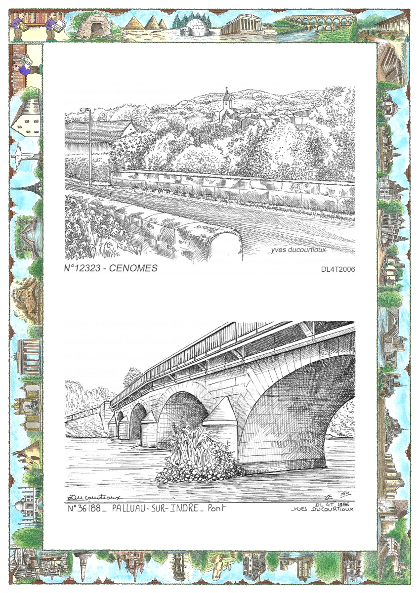 MONOCARTE N 12323-36188 - MONTAGNOL - vue de cenomes / PALLUAU SUR INDRE - pont
