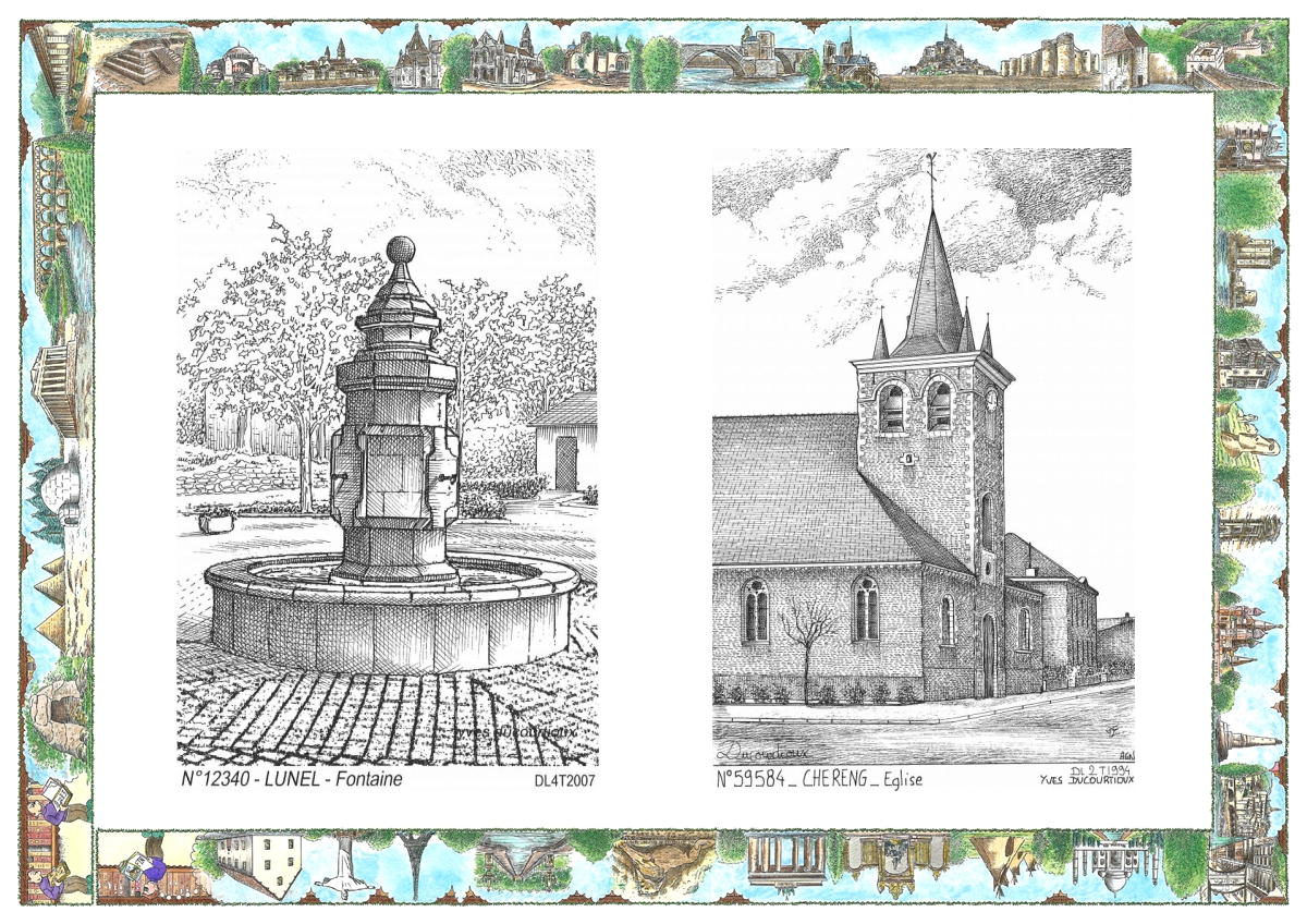 MONOCARTE N 12340-59584 - LUNEL - fontaine / CHERENG - �glise