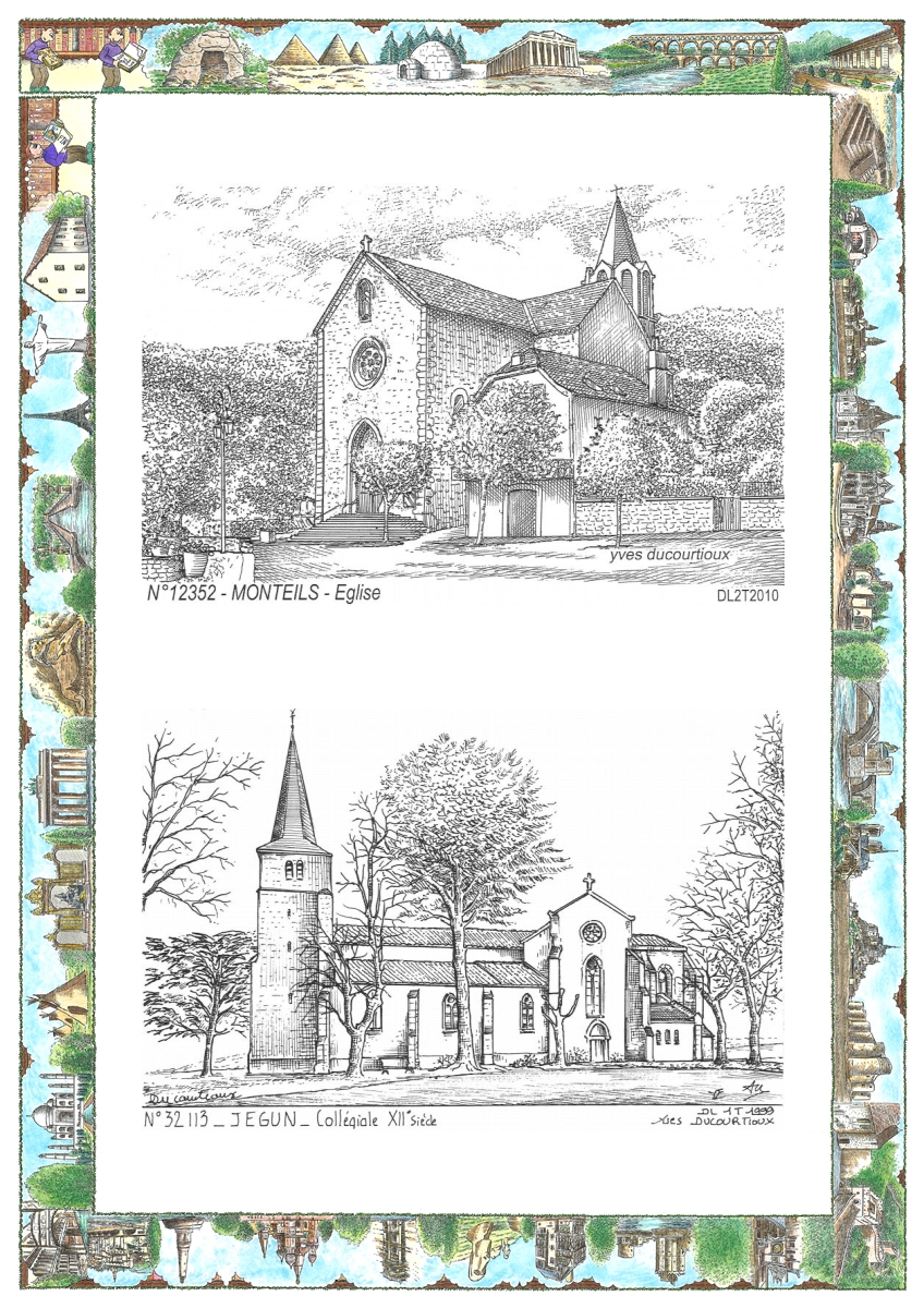 MONOCARTE N 12352-32113 - MONTEILS - �glise / JEGUN - coll�giale XII� si�cle
