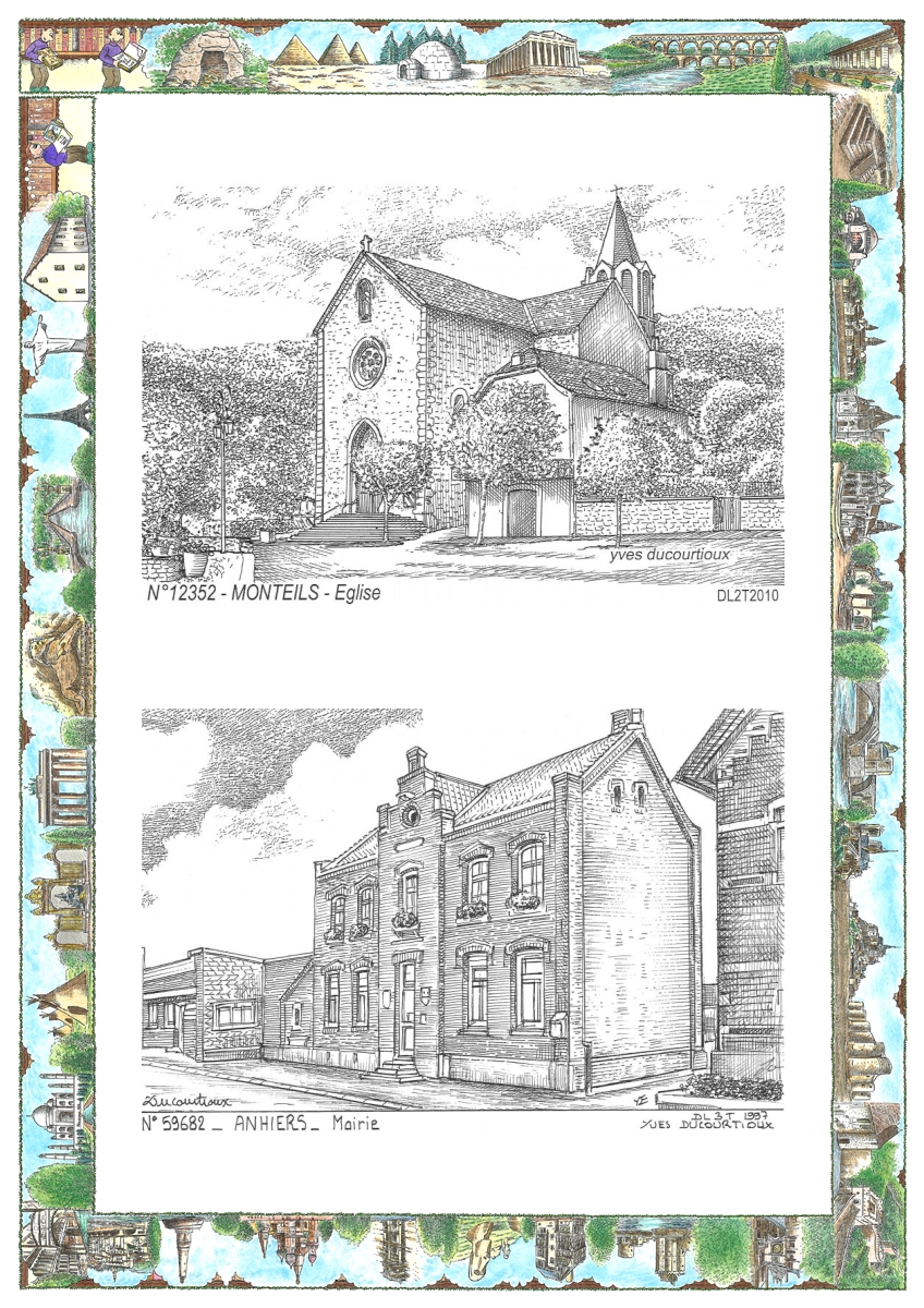MONOCARTE N 12352-59682 - MONTEILS - �glise / ANHIERS - mairie