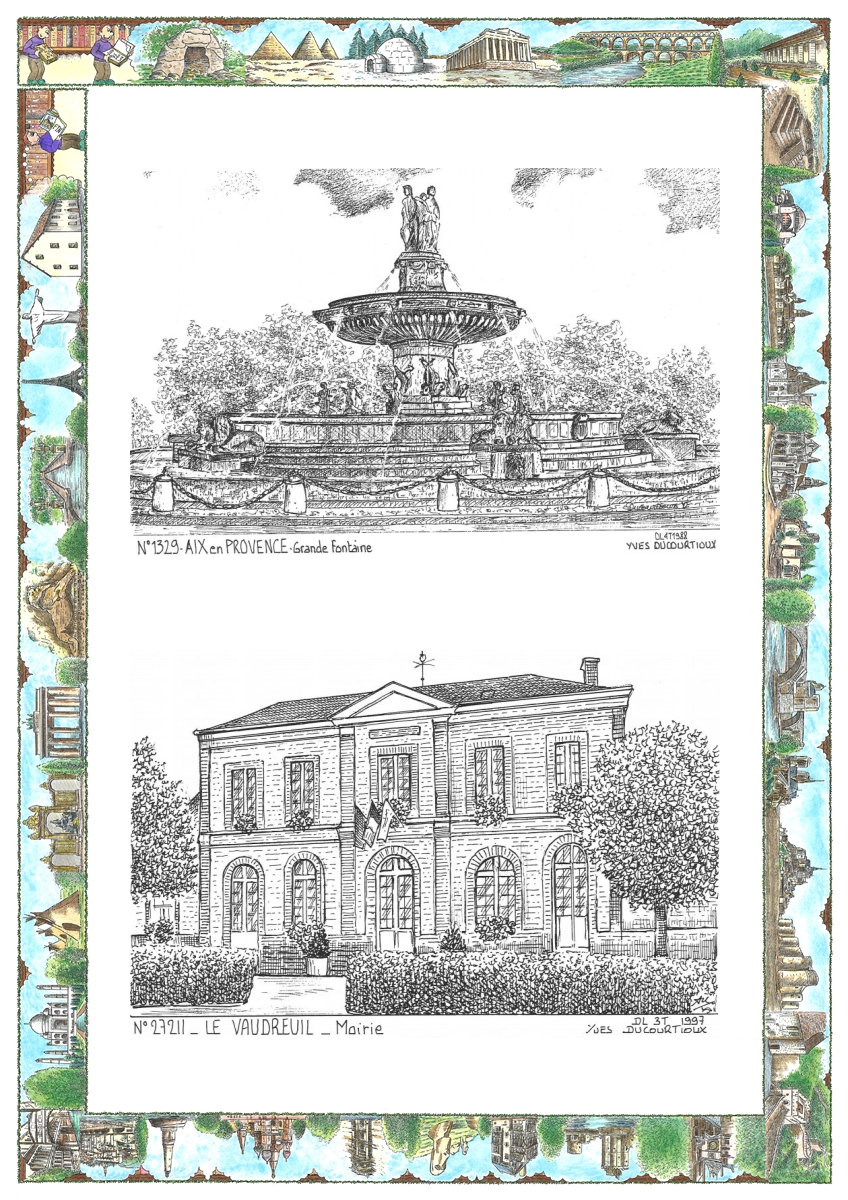 MONOCARTE N 13029-27211 - AIX EN PROVENCE - grande fontaine / LE VAUDREUIL - mairie