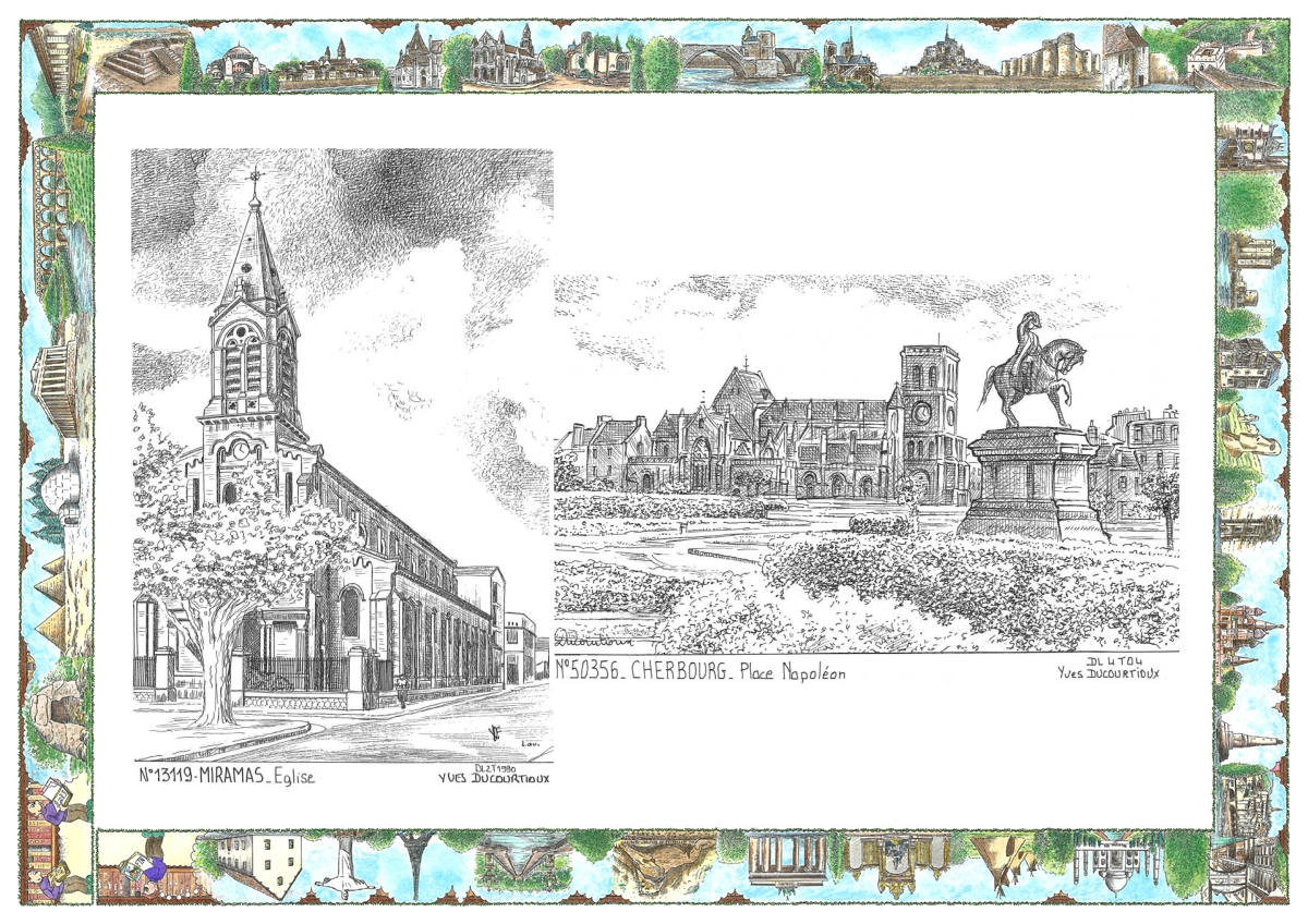 MONOCARTE N 13119-50356 - MIRAMAS - �glise / CHERBOURG - place napol�on