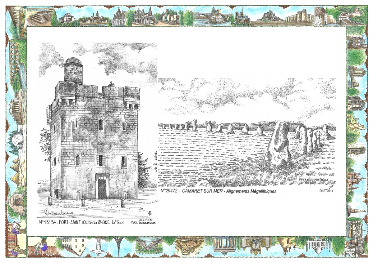 MONOCARTE N 13134-29472 - PORT ST LOUIS DU RHONE - la tour / CAMARET SUR MER - alignements m�galithiques