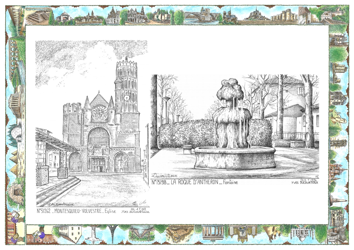 MONOCARTE N 13198-31262 - LA ROQUE D ANTHERON - fontaine / MONTESQUIEU VOLVESTRE - �glise