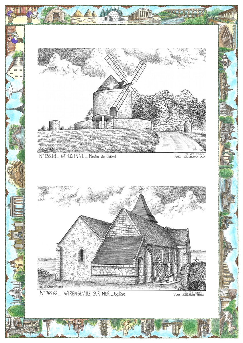 MONOCARTE N 13218-76262 - GARDANNE - moulin du cativel / VARENGEVILLE SUR MER - �glise