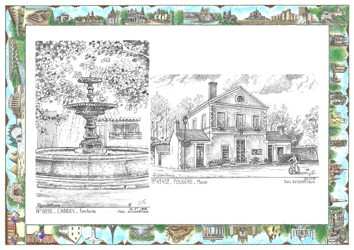 MONOCARTE N 13252-49452 - CABRIES - fontaine / FOUGERE - mairie