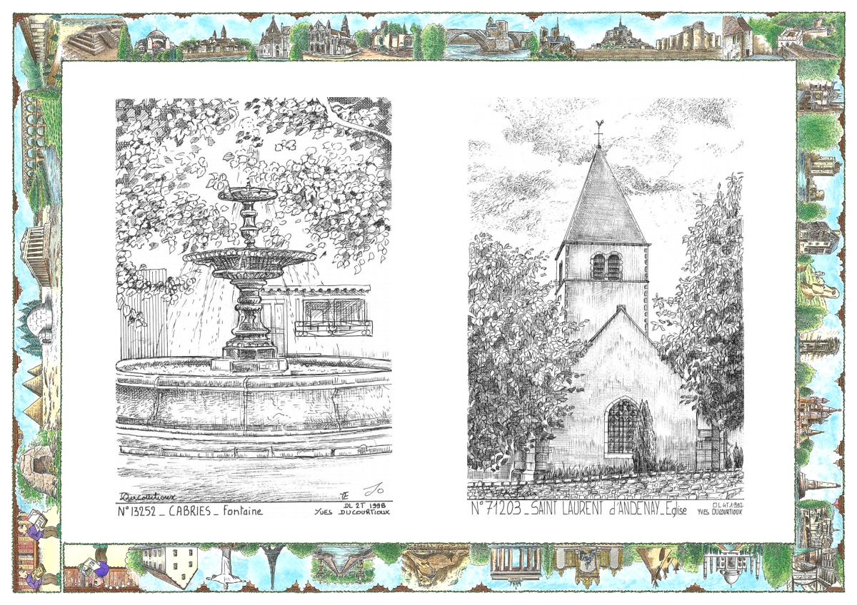 MONOCARTE N 13252-71203 - CABRIES - fontaine / ST LAURENT D ANDENAY - �glise
