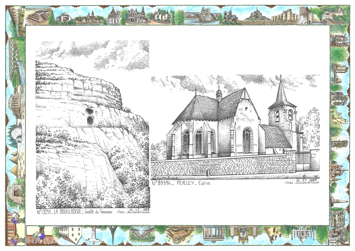 MONOCARTE N 13257-89394 - LA BOUILLADISSE - grotte du tonneau / PERCEY - �glise