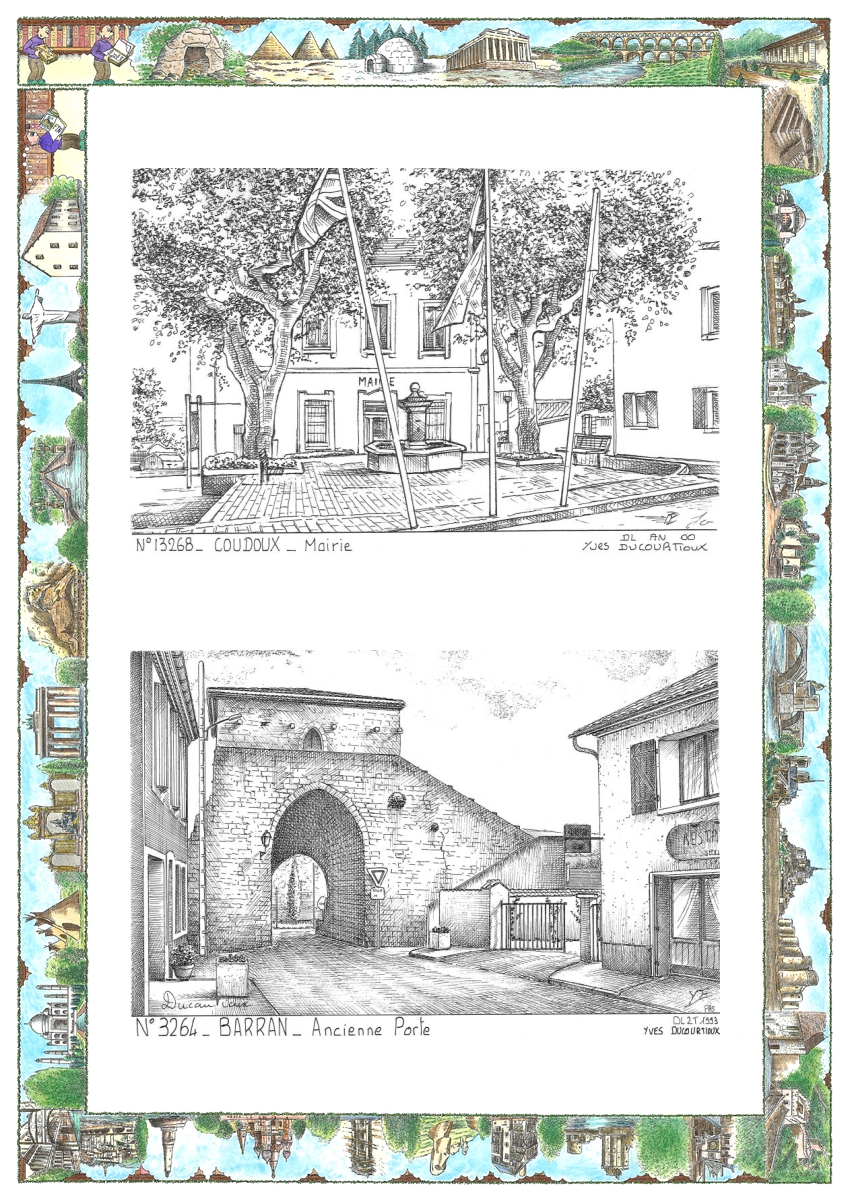 MONOCARTE N 13268-32064 - COUDOUX - mairie / BARRAN - ancienne porte