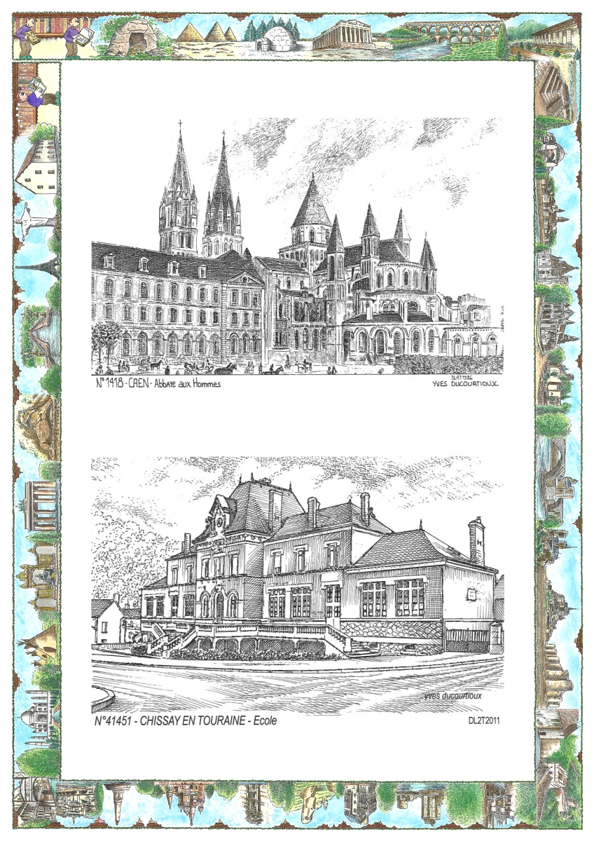MONOCARTE N 14018-41451 - CAEN - abbaye aux hommes / CHISSAY EN TOURAINE - �cole