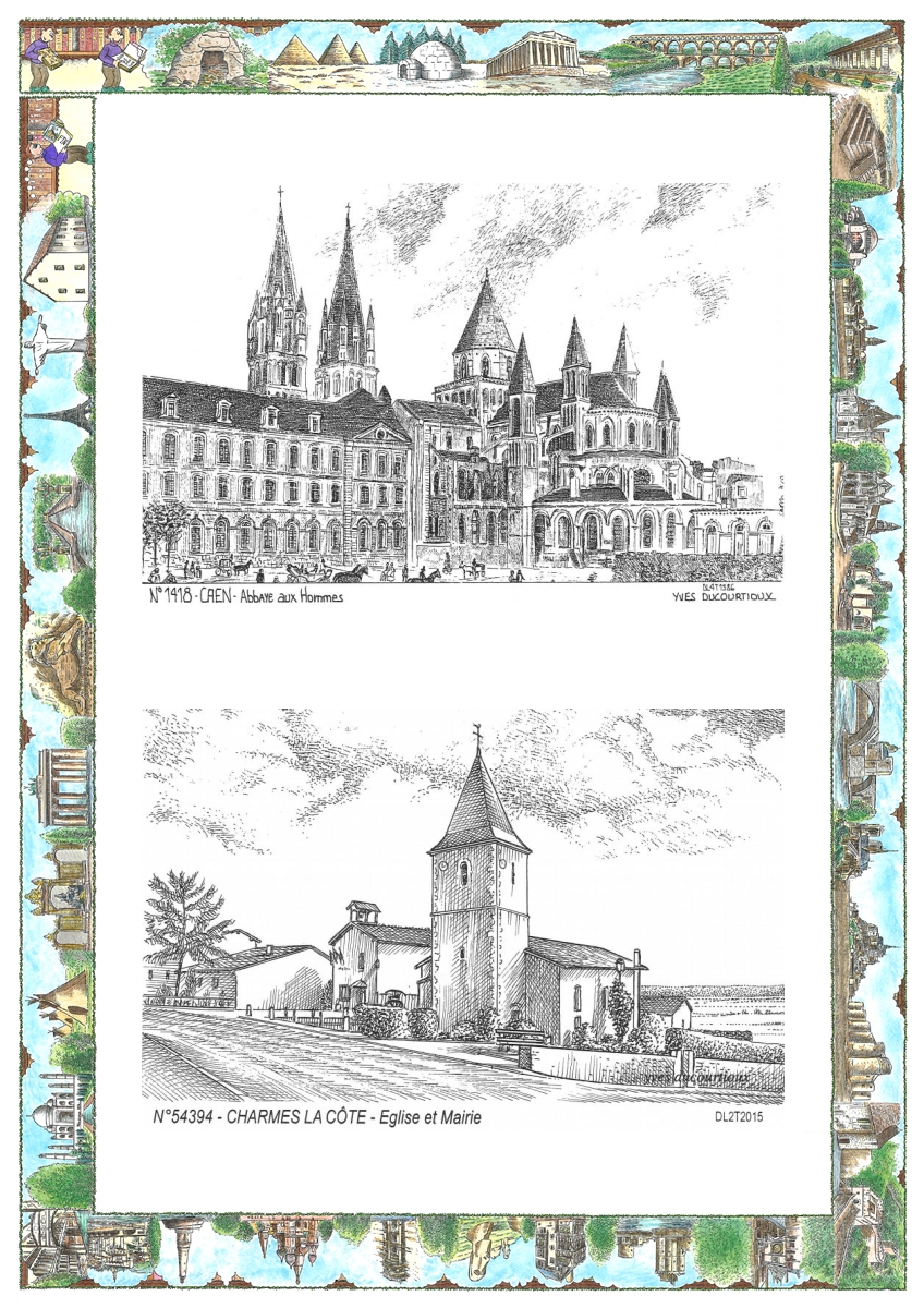 MONOCARTE N 14018-54394 - CAEN - abbaye aux hommes / CHARMES LA COTE - �glise et mairie