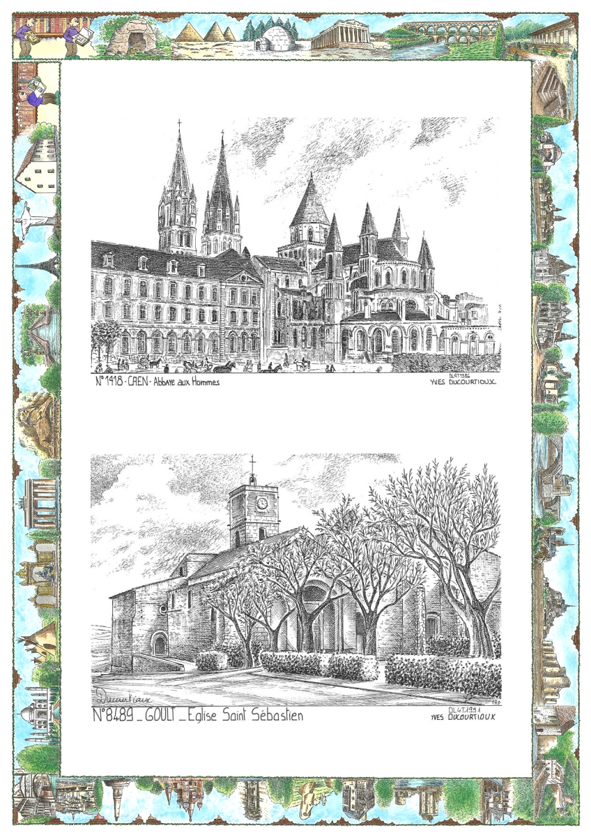 MONOCARTE N 14018-84089 - CAEN - abbaye aux hommes / GOULT - �glise st s�bastien