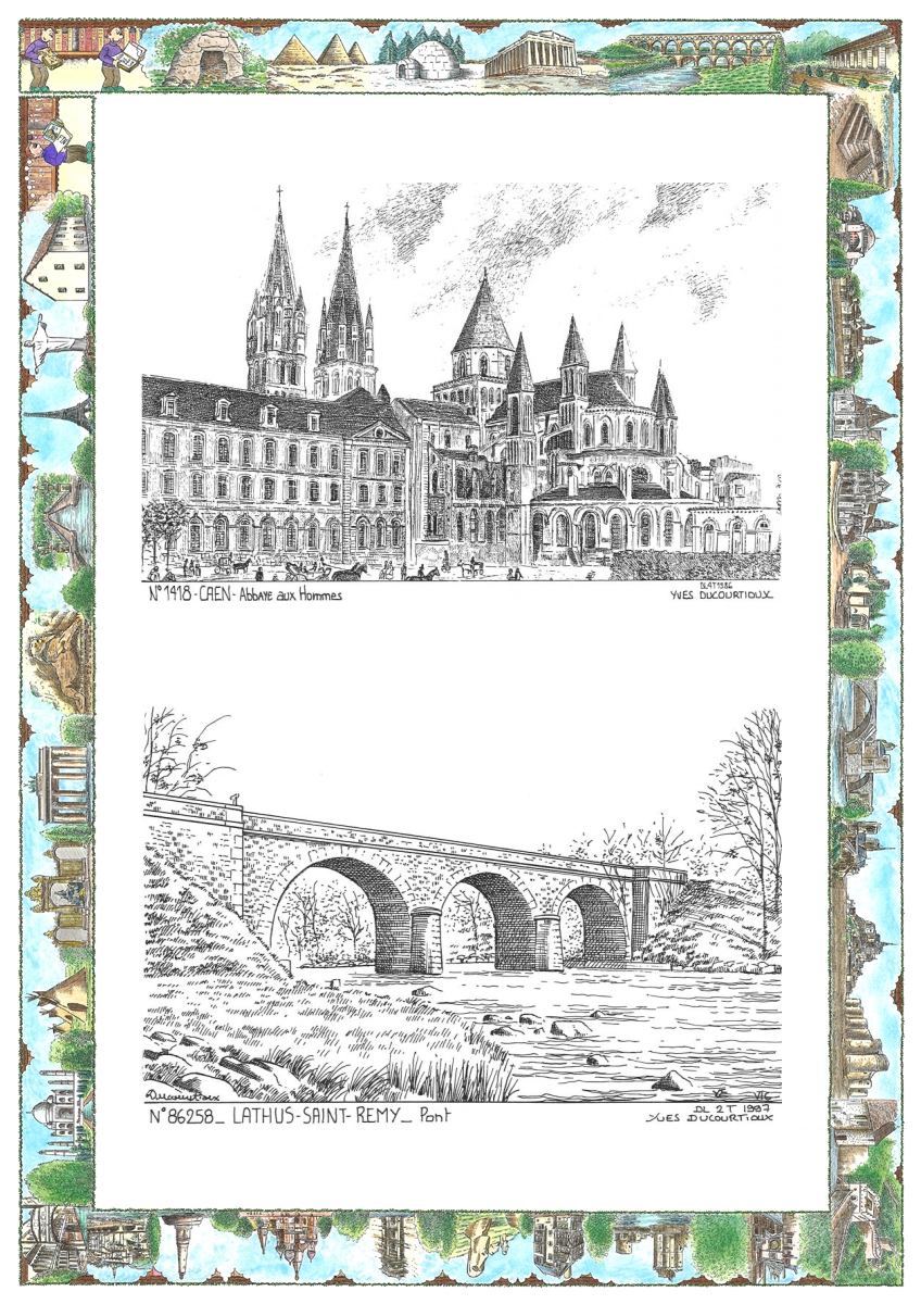 MONOCARTE N 14018-86258 - CAEN - abbaye aux hommes / LATHUS ST REMY - pont